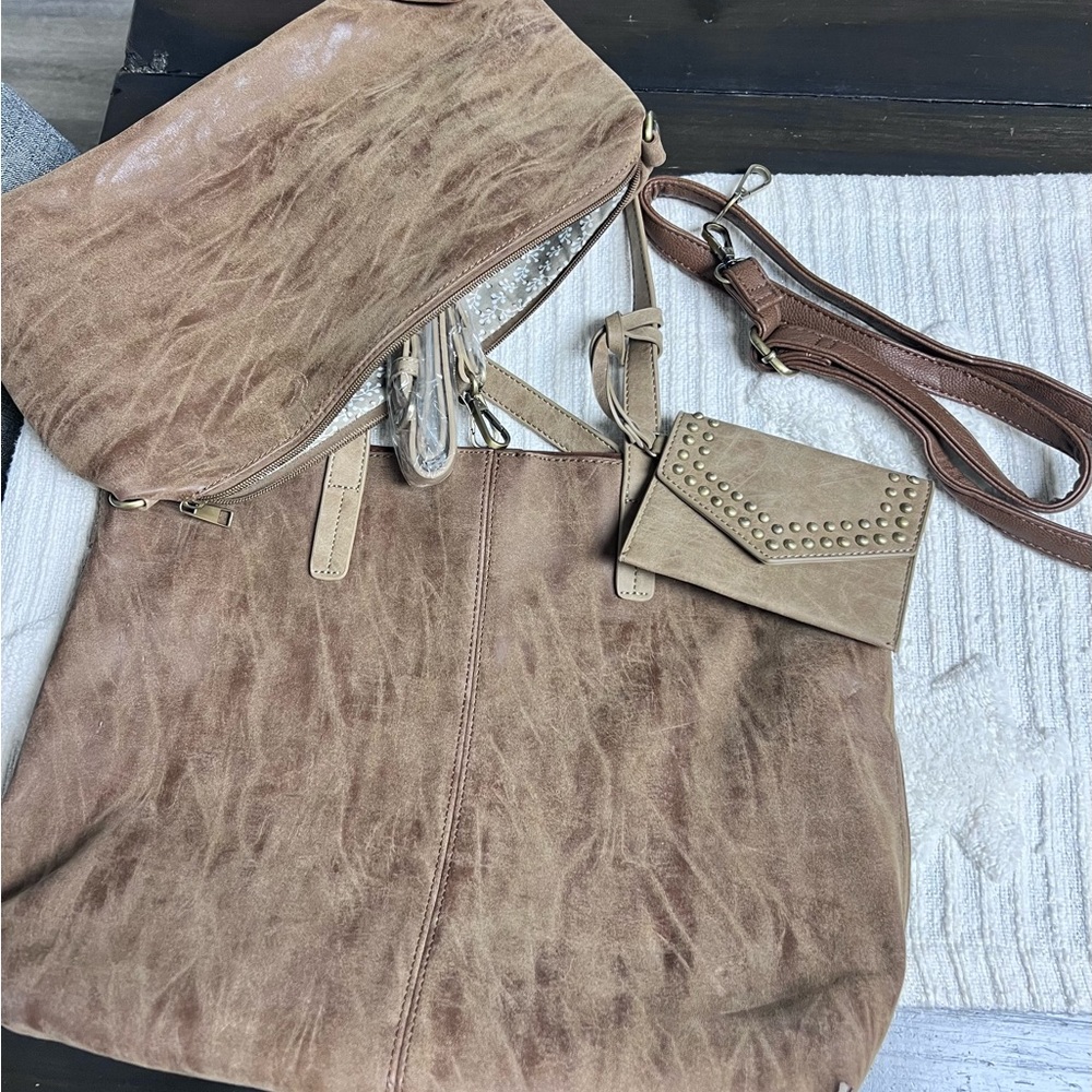 Joy Susan Tan Shoulder Bag with Wallet 3 pieces set!!